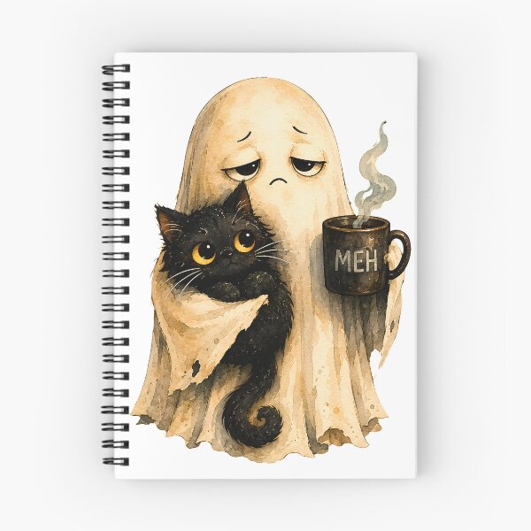 Item preview, Cute Ghost Cat Meh Coffee T-Shirt, Funny Halloween Cat Lover Gift, Spooky Black Cat Graphic Tee designed and sold by Velnoxar.