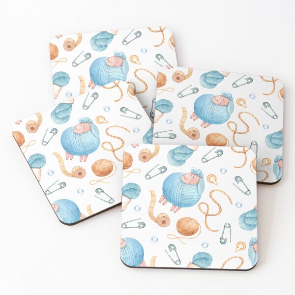 Item preview, Cute Sheep Watercolor Seamless Pattern Knitting Sheep & Yarn Digital Paper designed and sold by White Rabbit Design .