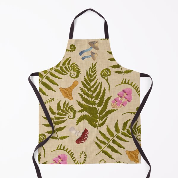 Item preview, Vintage Fern and Mushroom Botanical Pattern with Linen Texture designed and sold by hayleyhackler.