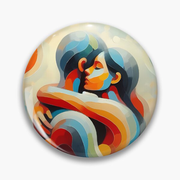 Item preview, Vibrant Abstract Hug - Cubism Couple Portrait with Circle Patterns designed and sold by ondante.