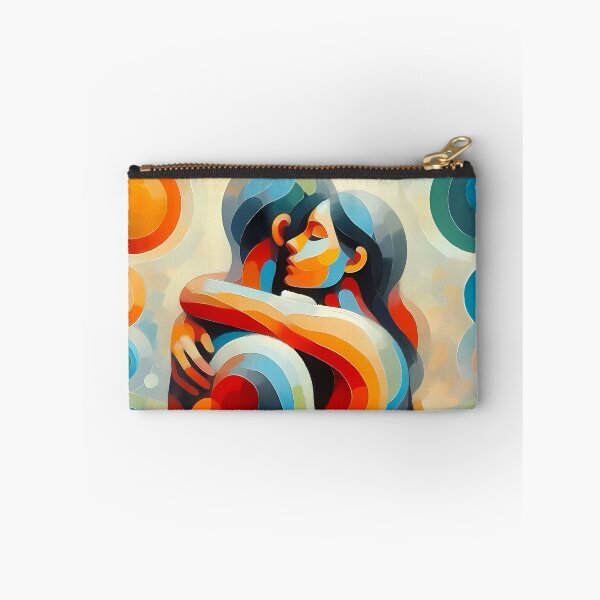 Item preview, Vibrant Abstract Hug - Cubism Couple Portrait with Circle Patterns designed and sold by ondante.