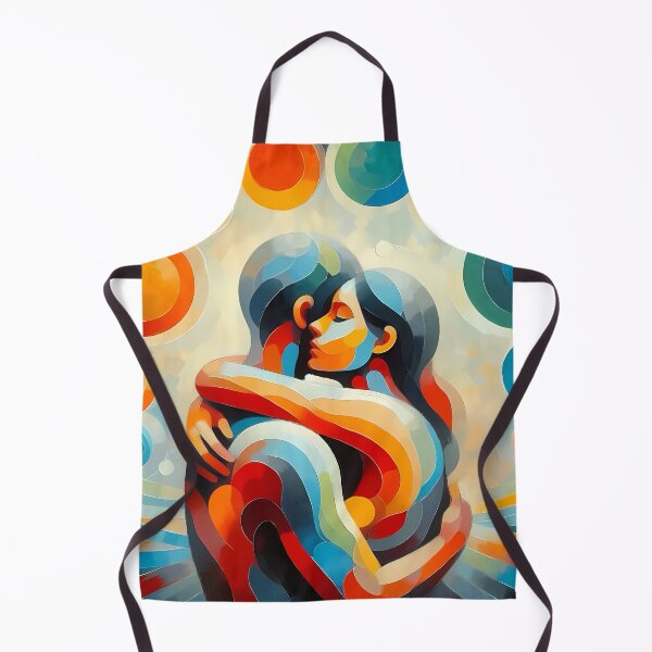 Item preview, Vibrant Abstract Hug - Cubism Couple Portrait with Circle Patterns designed and sold by ondante.