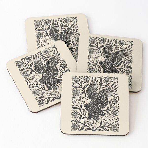 Item preview, Gothic Bald Eagle Floral Linocut Style Bird Lover designed and sold by Y-Vibes.