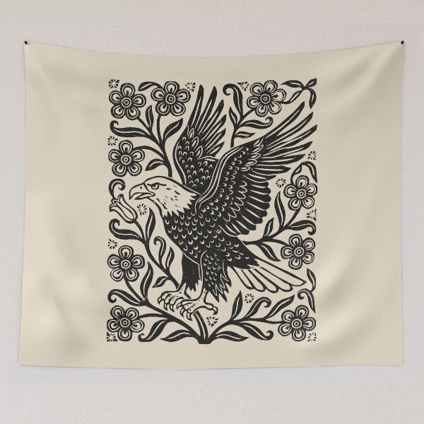 Item preview, Gothic Bald Eagle Floral Linocut Style Bird Lover designed and sold by Y-Vibes.