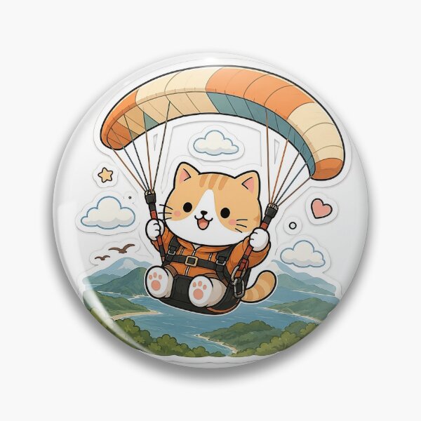 Item preview, Cute Paragliding Cat Kawaii Flying Kitty Extreme Sports Illustration designed and sold by NoopnyangStudio.