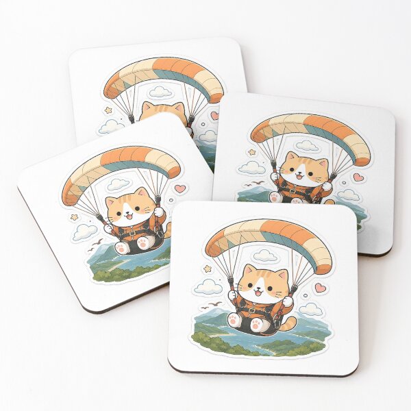 Item preview, Cute Paragliding Cat Kawaii Flying Kitty Extreme Sports Illustration designed and sold by NoopnyangStudio.