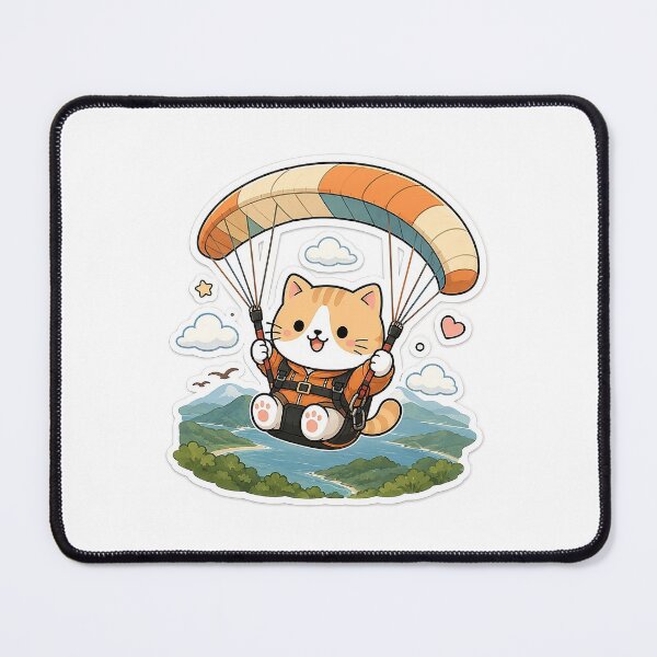 Item preview, Cute Paragliding Cat Kawaii Flying Kitty Extreme Sports Illustration designed and sold by NoopnyangStudio.
