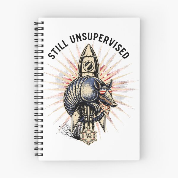 Item preview, Still Unsupervised Patriotic Armadillo Rocket Sheriff Badge Tee designed and sold by DarylWelsh2024.