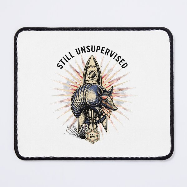 Item preview, Still Unsupervised Patriotic Armadillo Rocket Sheriff Badge Tee designed and sold by DarylWelsh2024.