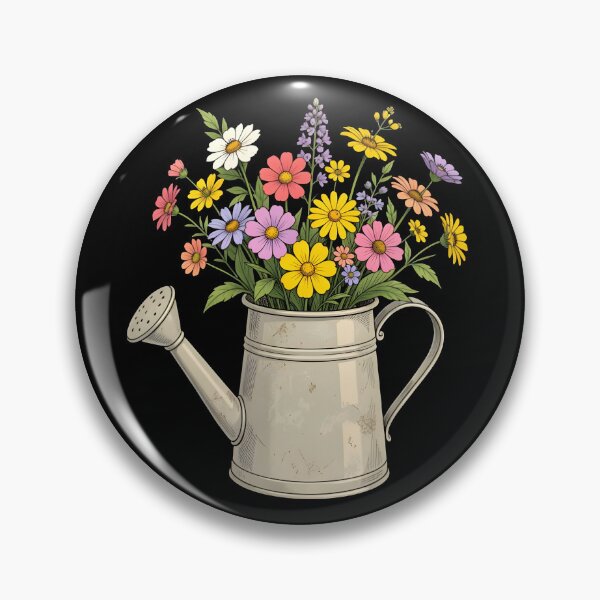Item preview, Vintage Watering Can with Wildflowers Cottagecore Floral designed and sold by KCasual.