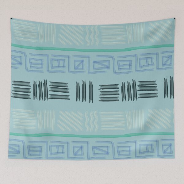 Item preview, Scandinavian Gallery Lines: Luxury Hand-Drawn Abstract Teal Pattern designed and sold by ThiagoSDantas.
