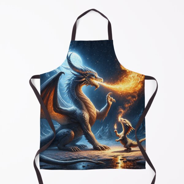 Item preview, Dragon Teaching Baby Dragon to Breathe Fire – Cute Fantasy Dragon Art designed and sold by DrakariArt.