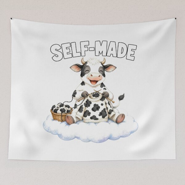 Item preview, Self-Made Cow Knitting Sweater – Cute Highland Cow Knitter | Cozy Knitting Humor Design designed and sold by puzzell.
