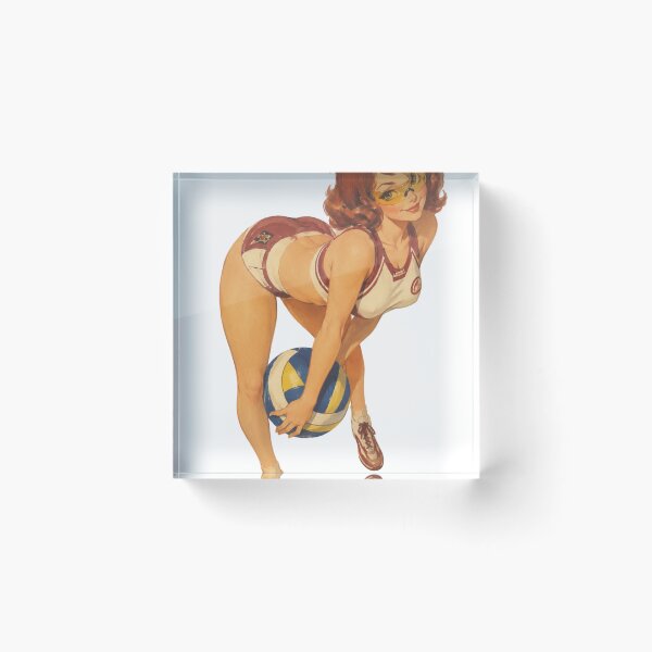 Item preview, Vintage Volleyball Pin-Up Girl | Original Retro Sports Illustration designed and sold by Cosplayvintage.