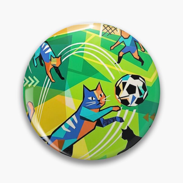Item preview, Geometric Cubist Cats Playing Football Match designed and sold by HAPPY HARBOR DESIGN .