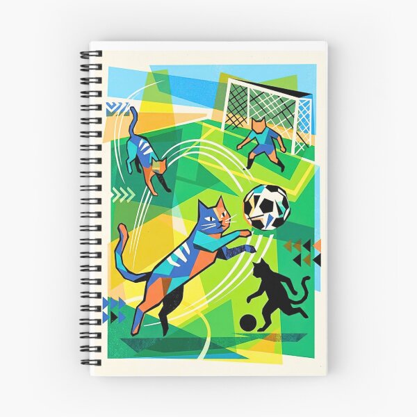 Item preview, Geometric Cubist Cats Playing Football Match designed and sold by HAPPY HARBOR DESIGN .