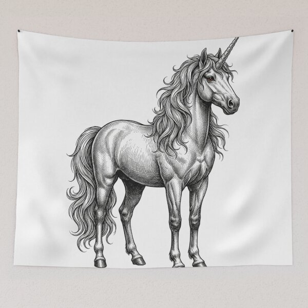 Item preview, Unicorn - Realistic Minimalistic Black and White designed and sold by Minimalisticaly.