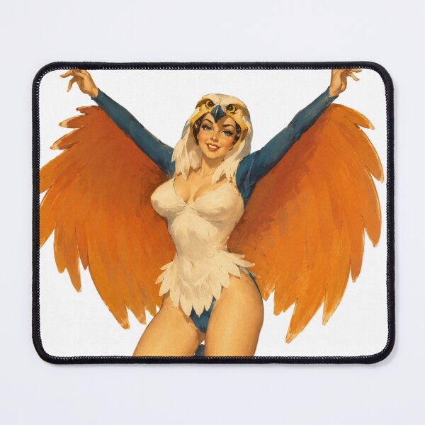 Item preview, Original Harpy Pin-Up Girl | Vintage Fantasy Bird Woman Retro Illustration designed and sold by Cosplayvintage.