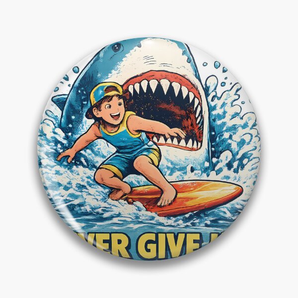 Item preview, Never Give Up Retro Shark T-Shirt designed and sold by SupernovaNote.