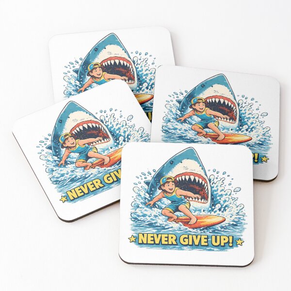Item preview, Never Give Up Retro Shark T-Shirt designed and sold by SupernovaNote.