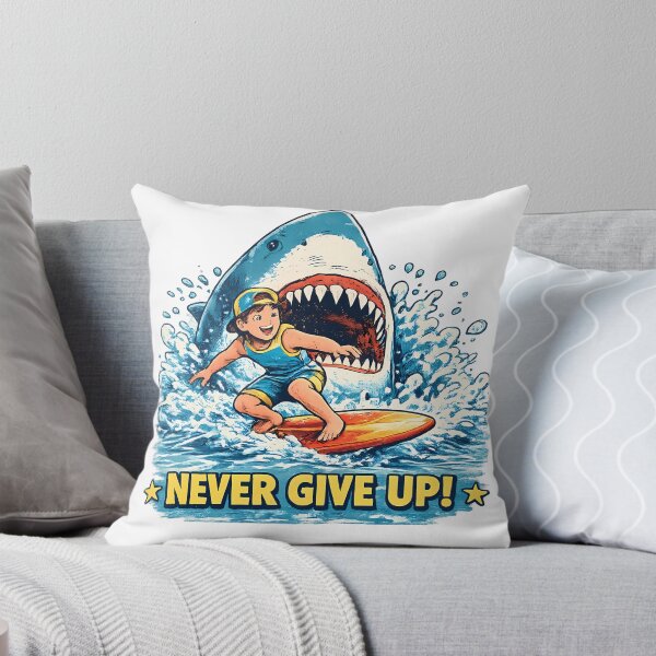 Item preview, Never Give Up Retro Shark T-Shirt designed and sold by SupernovaNote.