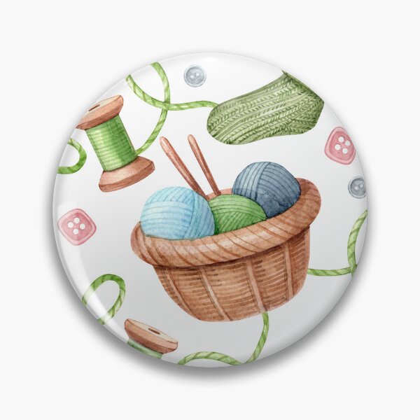 Item preview, Knitting Watercolor Seamless Pattern  Yarn Basket, Socks & Knitting Supplies designed and sold by White Rabbit Design .