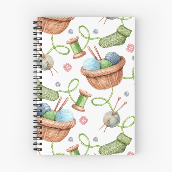 Item preview, Knitting Watercolor Seamless Pattern  Yarn Basket, Socks & Knitting Supplies designed and sold by White Rabbit Design .