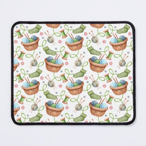 Item preview, Knitting Watercolor Seamless Pattern Yarn Basket, Socks & Knitting Supplies designed and sold by White Rabbit Design .