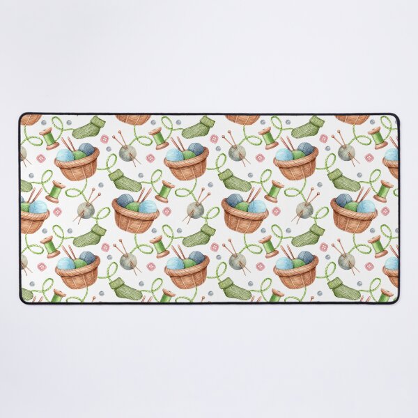 Item preview, Knitting Watercolor Seamless Pattern  Yarn Basket, Socks & Knitting Supplies designed and sold by White Rabbit Design .