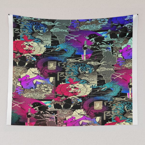 Item preview, Pop Art Ukiyo-e Neon - Samurai, Dragons and Tigers  designed and sold by RAYBIL.