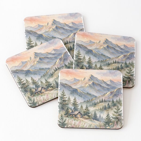 Item preview, Mountain Sunset Canvas Wall Art | Cabin Wildflower Gold | Wanderlust Boho Decor designed and sold by Donartpictures.