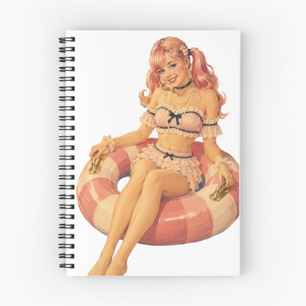 Item preview, Original Summer Pin-Up Girl | Cute Pink Retro Float Vintage Illustration designed and sold by Cosplayvintage.
