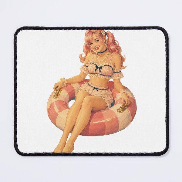 Item preview, Original Summer Pin-Up Girl | Cute Pink Retro Float Vintage Illustration designed and sold by Cosplayvintage.