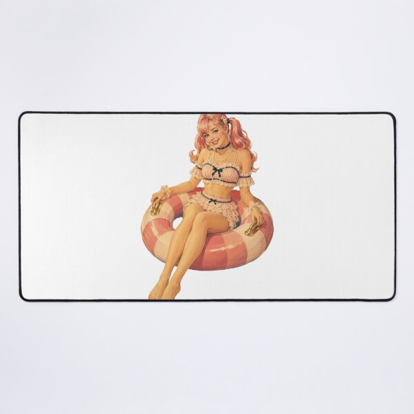 Item preview, Original Summer Pin-Up Girl | Cute Pink Retro Float Vintage Illustration designed and sold by Cosplayvintage.