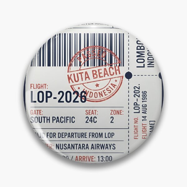 Item preview, Kuta Lombok Vintage Travel Ticket Retro Pass designed and sold by DuckOddity.