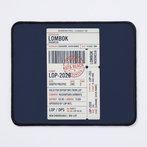 Item preview, Kuta Lombok Vintage Travel Ticket Retro Pass designed and sold by DuckOddity.