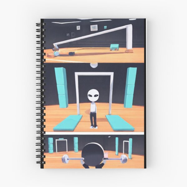 Item preview, Illustration - Extraterrestrial in Gym, Clean Surreal Triptych designed and sold by Zone--Gaming.