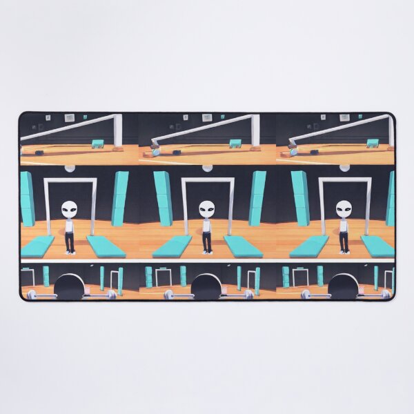 Item preview, Illustration - Extraterrestrial in Gym, Clean Surreal Triptych designed and sold by Zone--Gaming.