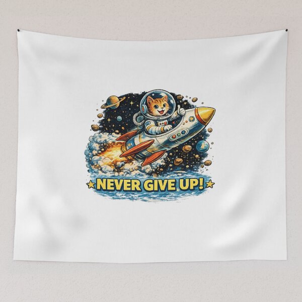 Item preview, Never Give Up Space Cat T-Shirt designed and sold by SupernovaNote.