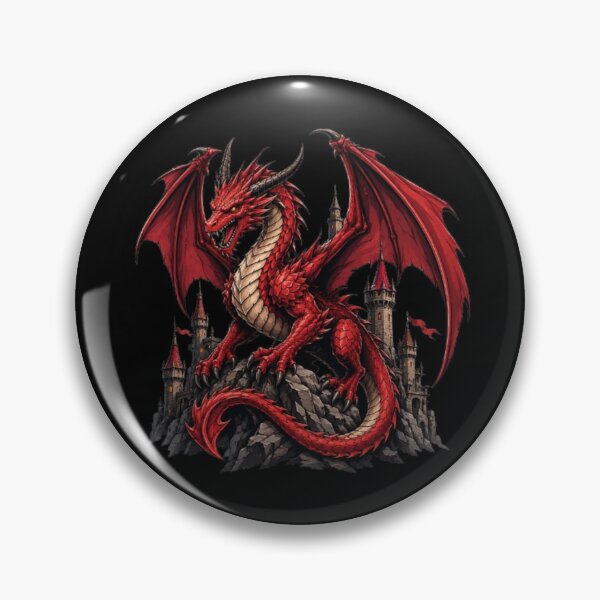 Item preview, Inferno Crimson Dragon Design | Epic Red Dragon Fantasy Art | Medieval Castle Dragon designed and sold by Designs-2-The-T.