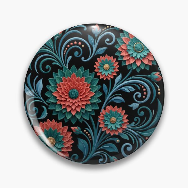 Item preview, Teal and Coral Elegant Floral Art Nouveau Pattern designed and sold by digitalbob60.