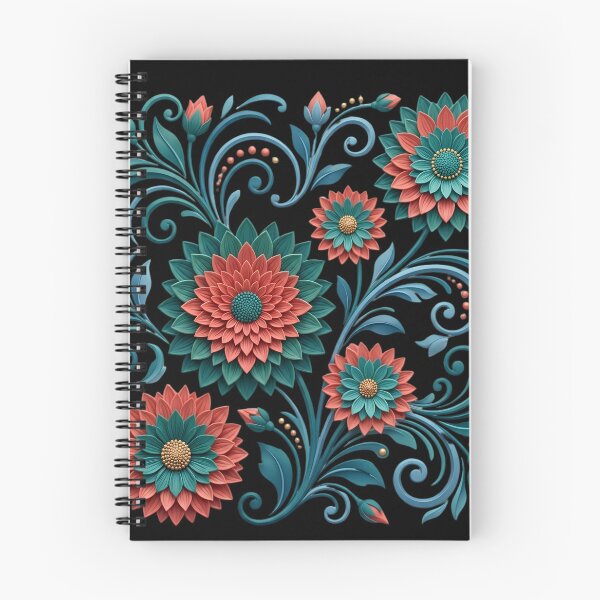 Item preview, Teal and Coral Elegant Floral Art Nouveau Pattern designed and sold by digitalbob60.