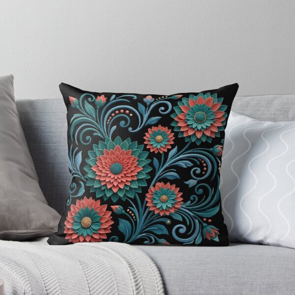 Item preview, Teal and Coral Elegant Floral Art Nouveau Pattern designed and sold by digitalbob60.