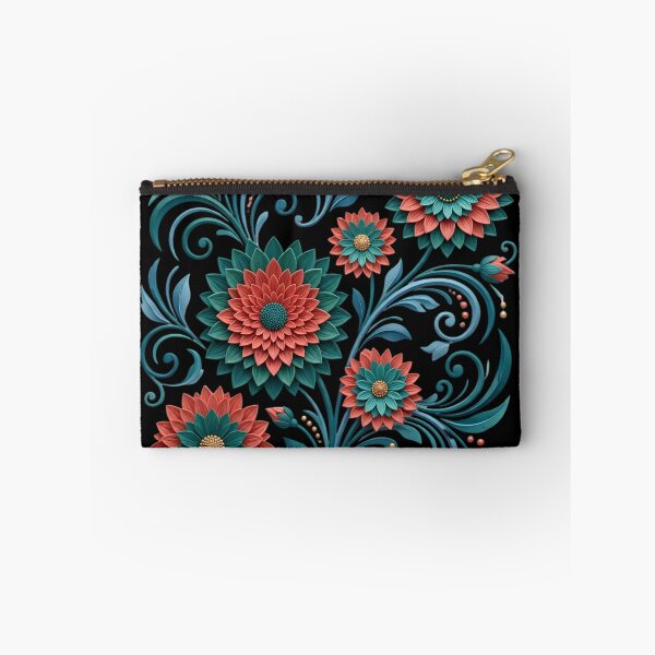 Item preview, Teal and Coral Elegant Floral Art Nouveau Pattern designed and sold by digitalbob60.