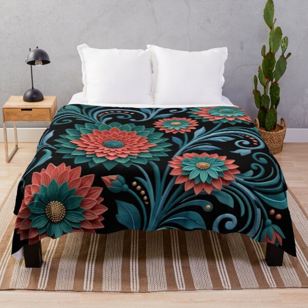 Item preview, Teal and Coral Elegant Floral Art Nouveau Pattern designed and sold by digitalbob60.