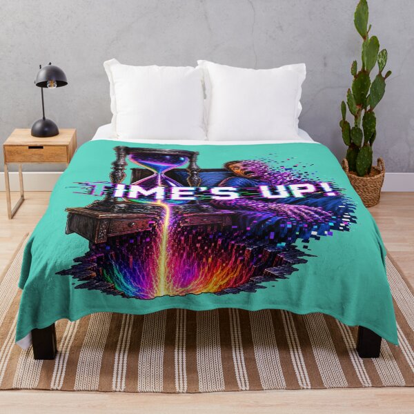 Item preview, Time's Up! – Glitch Hourglass Cyberpunk Horror | Digital Apocalypse Sci-Fi Design designed and sold by puzzell.