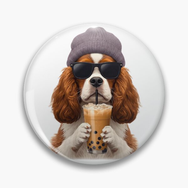 Item preview, Hipster Cavalier King Charles Spaniel Drinking Boba Tea | Cute Dog Lover Design designed and sold by Fredster1966.