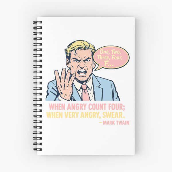 Item preview, Angry Pop Art Man Counting to Four – Vintage Comic Style Mark Twain Quote Illustration designed and sold by Donsean22.