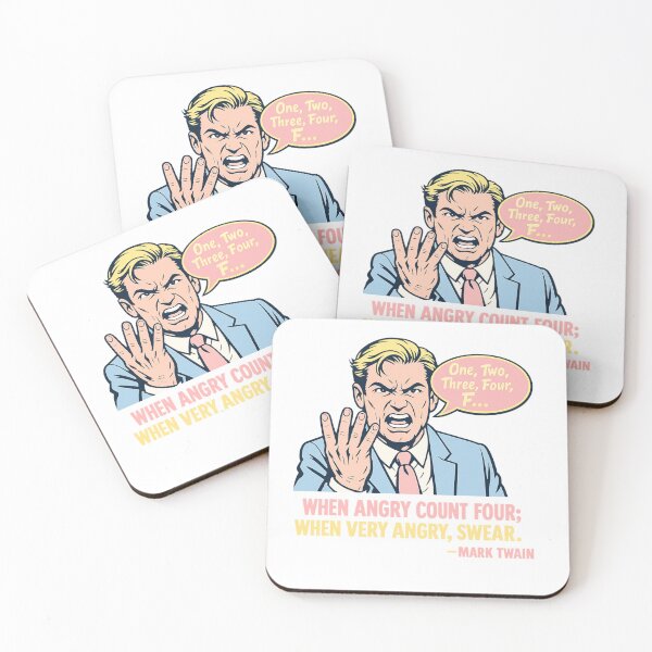 Item preview, Angry Pop Art Man Counting to Four – Vintage Comic Style Mark Twain Quote Illustration designed and sold by Donsean22.