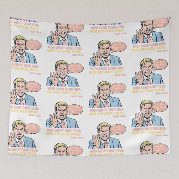 Item preview, Angry Pop Art Man Counting to Four – Vintage Comic Style Mark Twain Quote Illustration designed and sold by Donsean22.